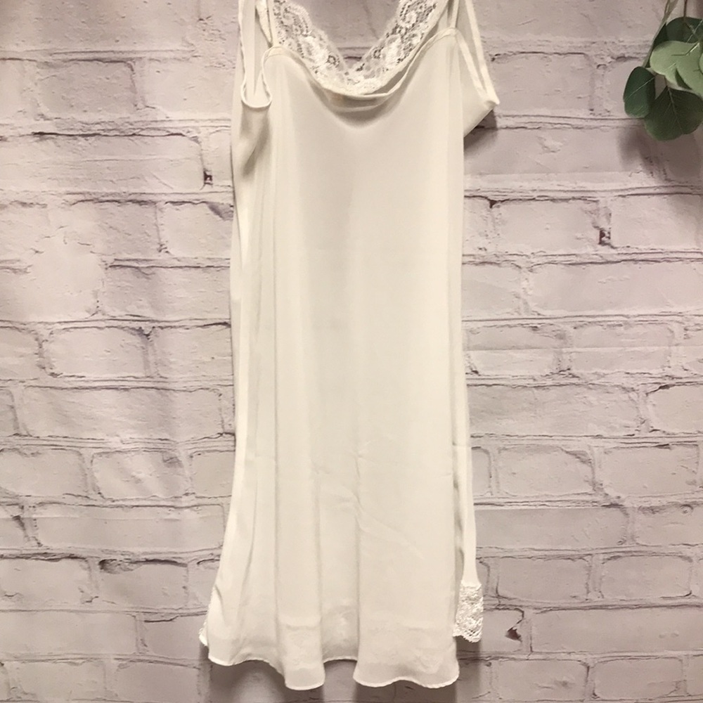 Vintage SLIP Dress Shear w Lace off White by Dentelle Size M - Picture 5 of 15